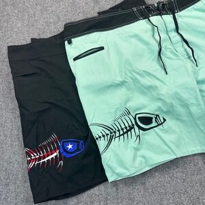 [Lot of 2]Tormenter Board Shorts Men's 40 Black Green Cargo Swim Trunks Big Fish